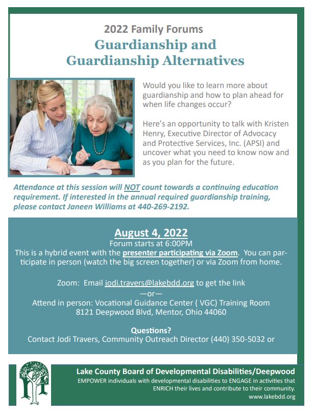 Family Forum: Guardianship & Guardianship Alternatives