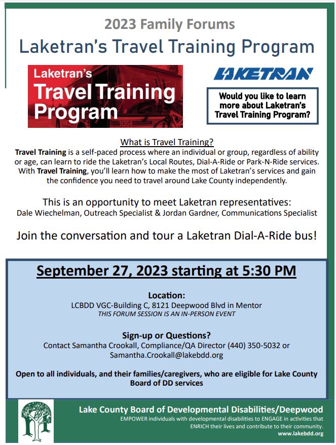 Family Forum: Laketran’s Travel Training Program