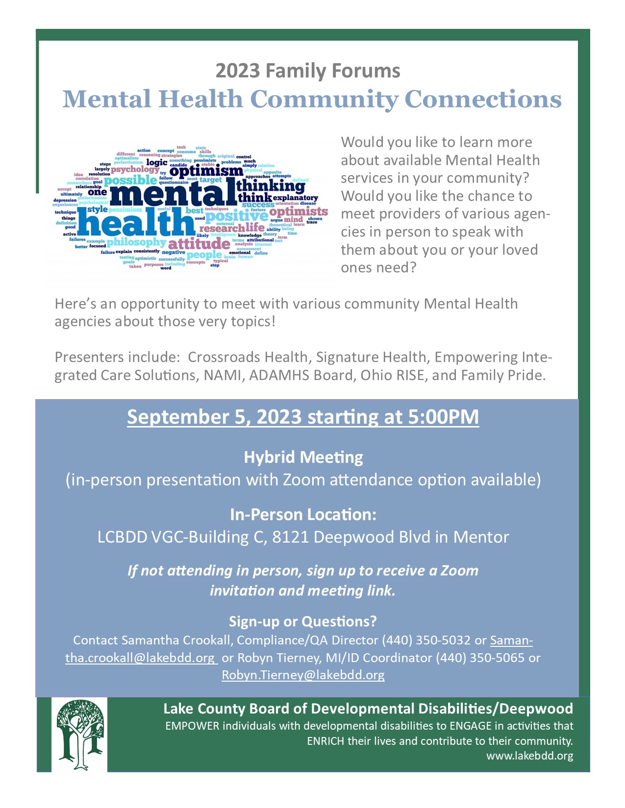 Family Forum: Mental Health Community Connections