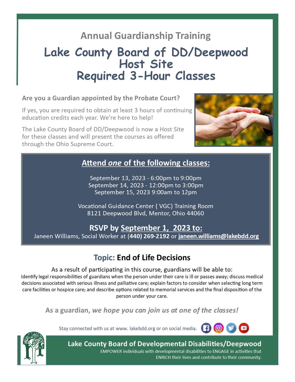 Annual Guardianship Training: End Of Life Decisions