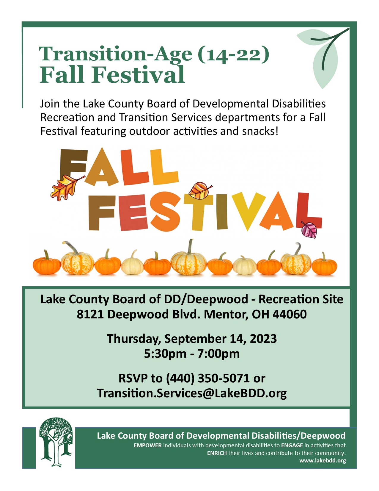 Fall Festival Fun For Transition-Age Students & Young Adults