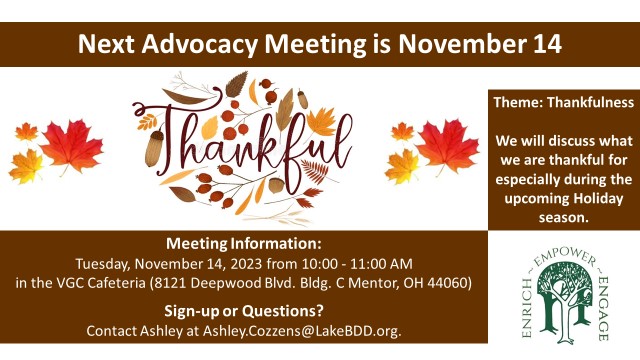 Lake County Advocacy Meeting – CANCELLED