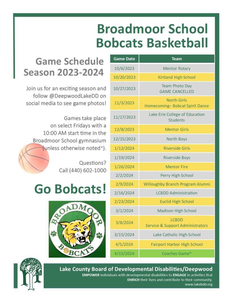 The undefeated Broadmoor School Bobcats are ready for an amazing 2023-2024 basketball season! We look forward to meeting local schools, students and organizations who will share the court with us. Watch for game photos and videos on our social media platforms each week.