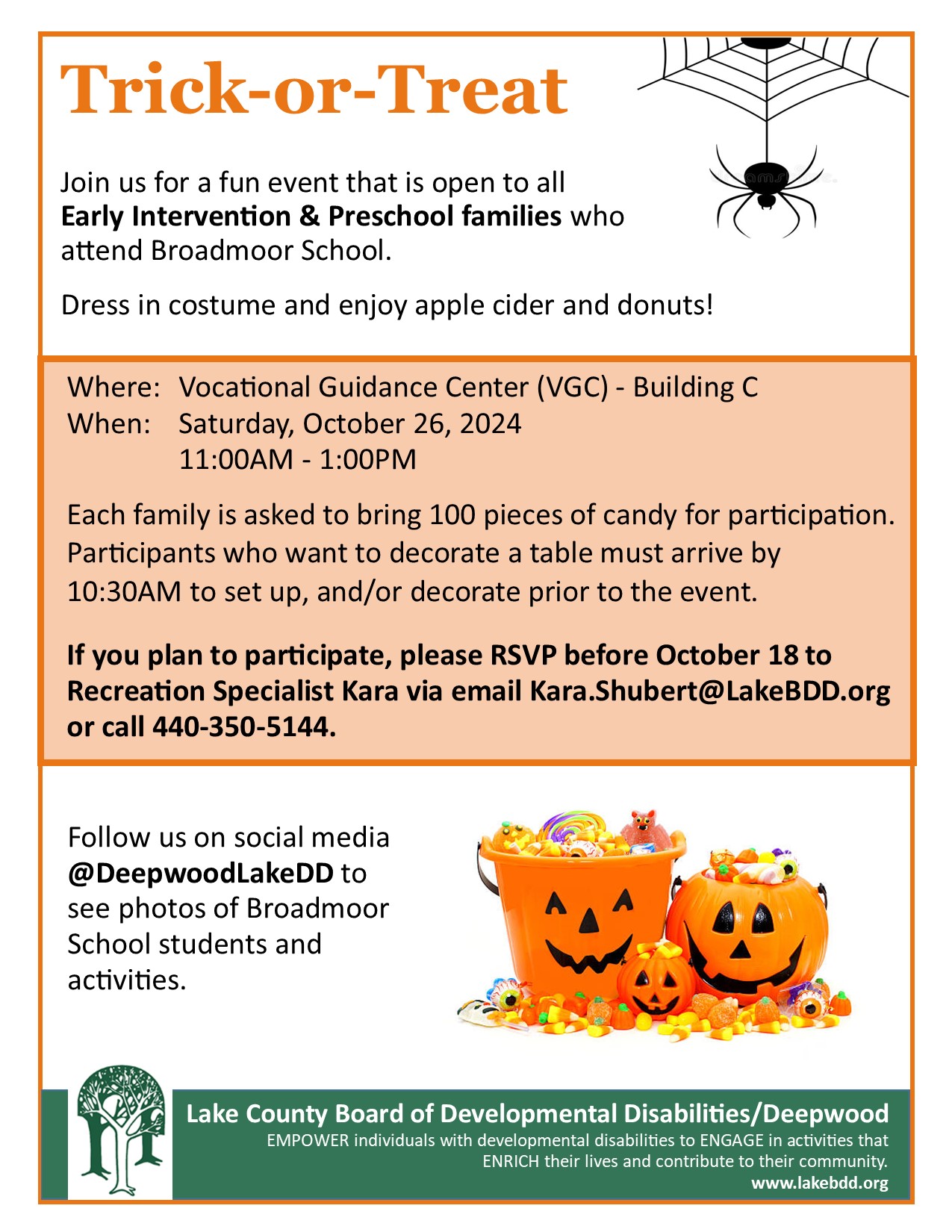 Early Intervention & Broadmoor Preschool Trick-or-Treat Event