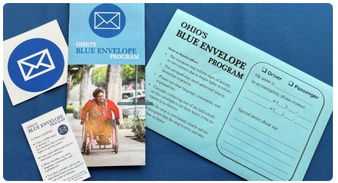 Blue Envelope Program details how how individuals who have a communication disability can better communicate with law enforcement and first responders. This free packet includes an informational brochure, wallet card, window decal, and blue envelope with important details. 